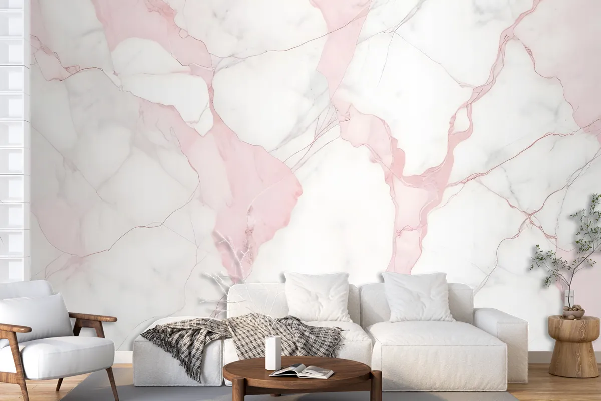 Abstract Pink Marble Stone Art Wallpaper Mural