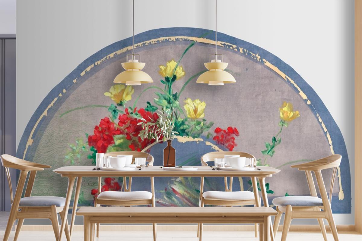 Antique Silk Fan Vector Design Element Wallpaper Mural