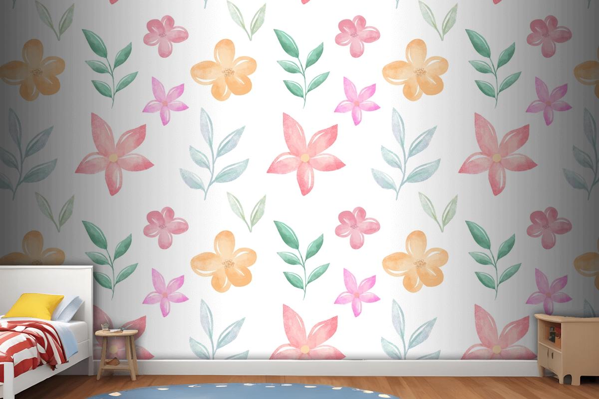 Background Floral Watercolor With Soft Colors Wallpaper Mural