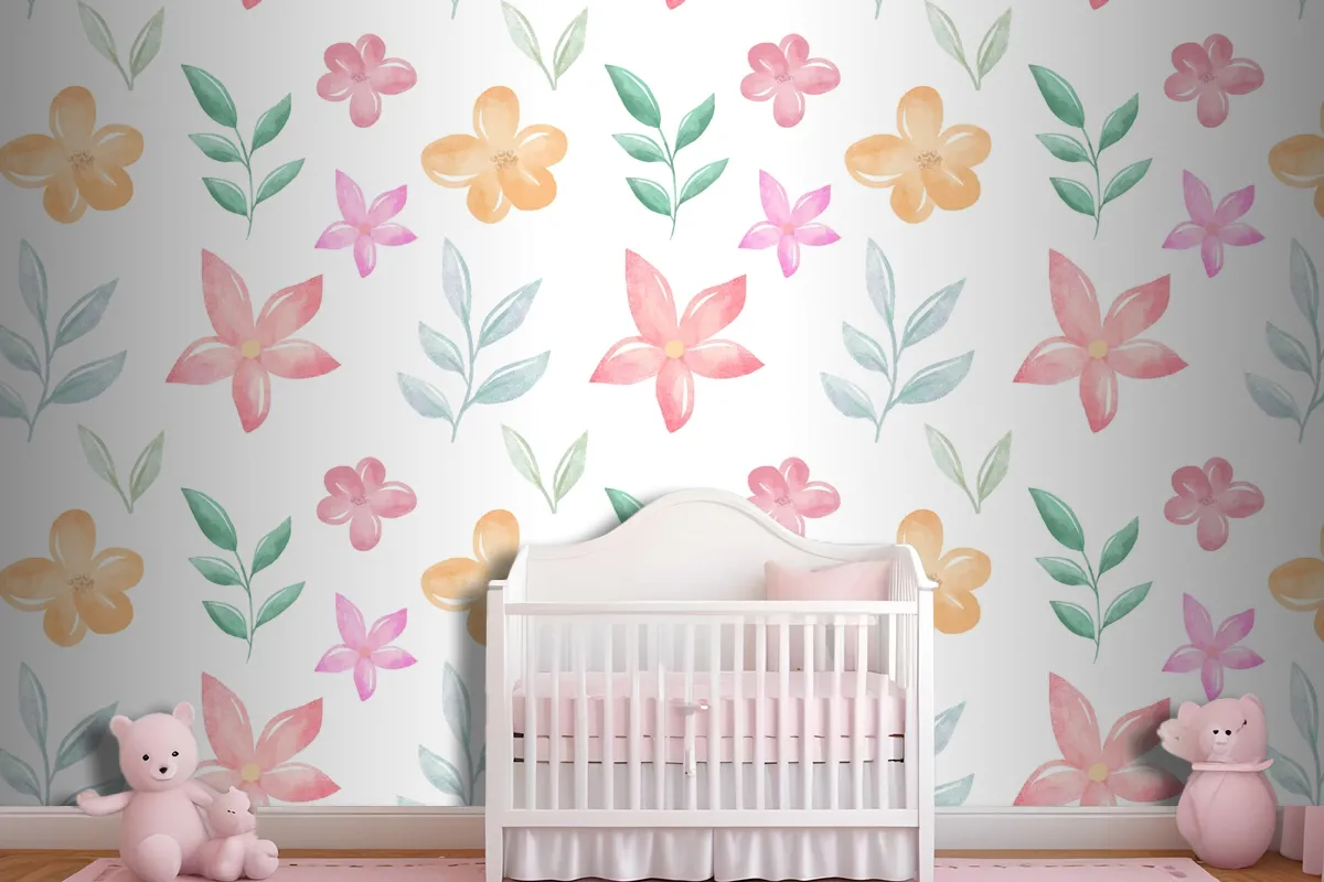 Background Floral Watercolor With Soft Colors Wallpaper Mural