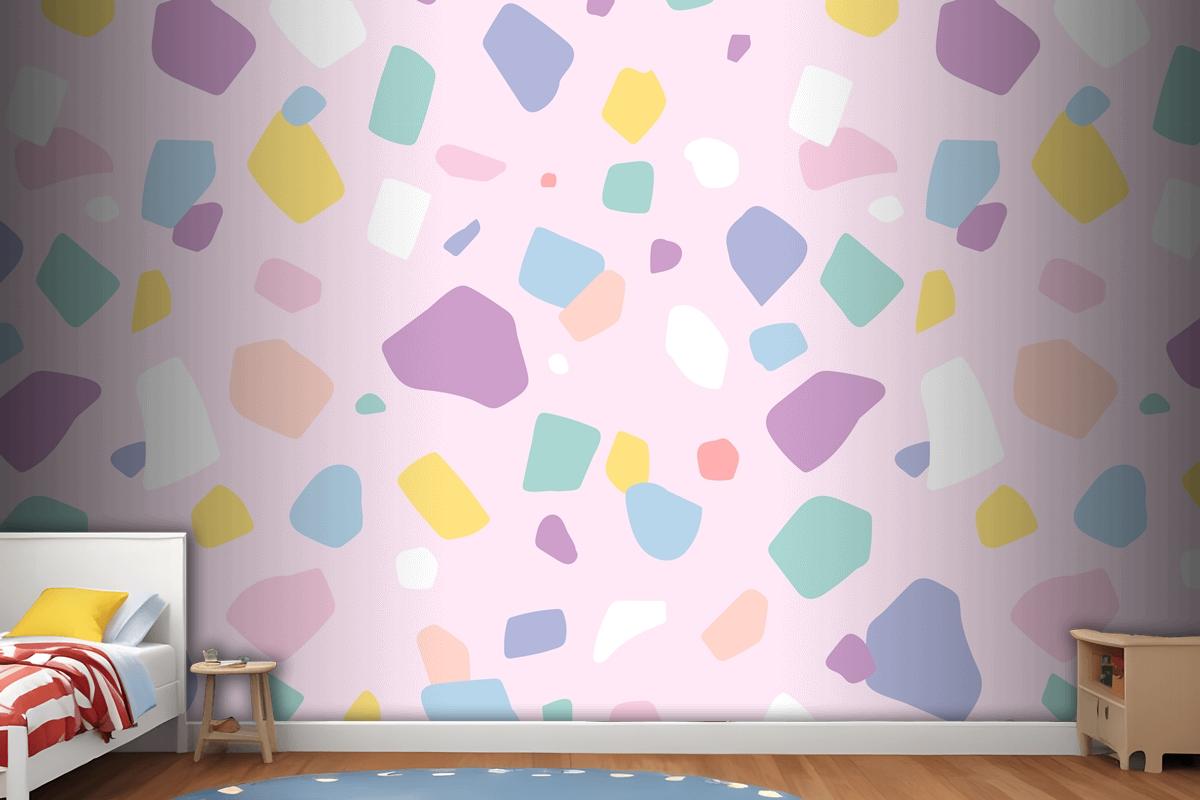 Background Seamless Pattern Vector With Cute Pastel Terrazzo Wallpaper Mural