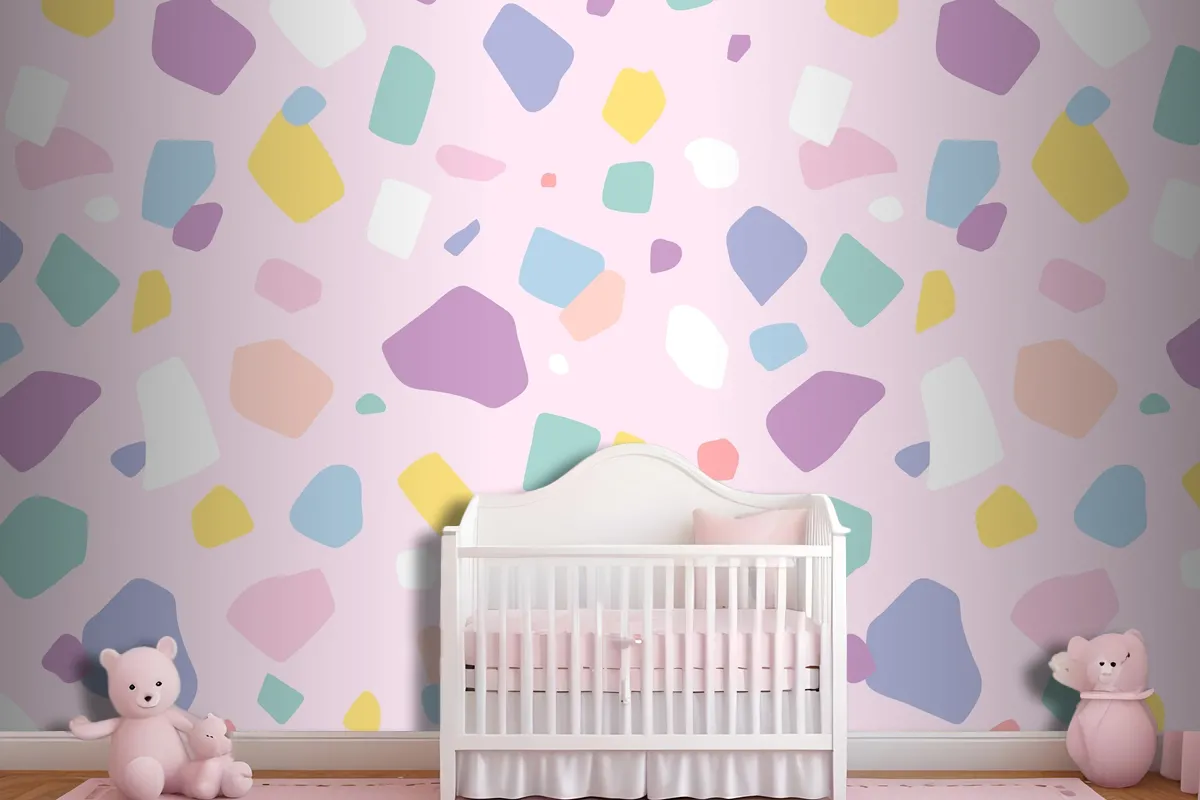 Background Seamless Pattern Vector With Cute Pastel Terrazzo Wallpaper Mural