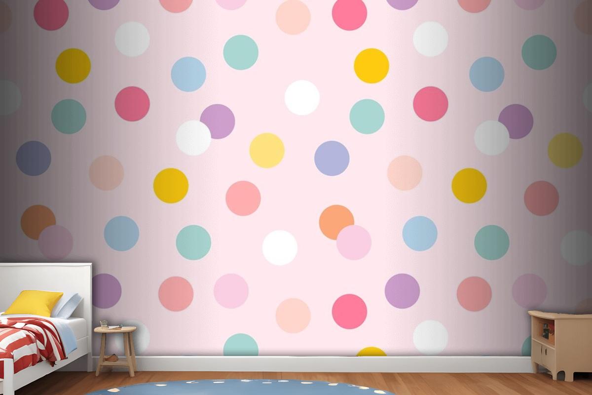 Background Seamless Pattern With Cute Pastel Polka Dots Wallpaper Mural