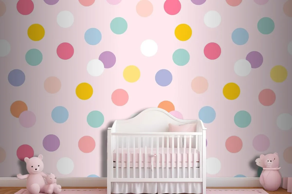 Background Seamless Pattern With Cute Pastel Polka Dots Wallpaper Mural