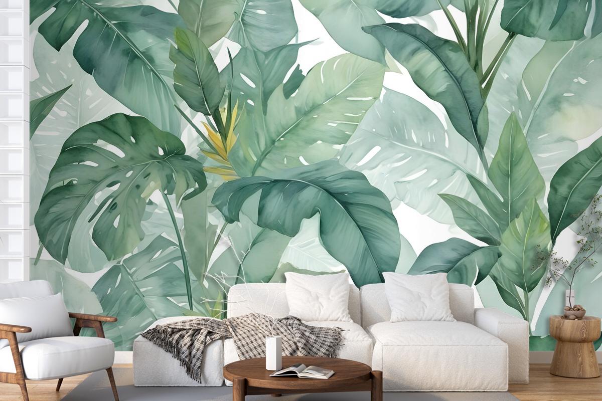 Banana Leaf Wallpaper Wallpaper Mural