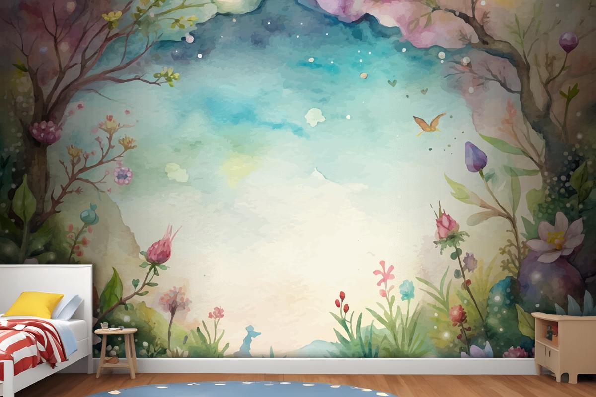 A Beautiful Wildflower Watercolor Background Wallpaper Mural