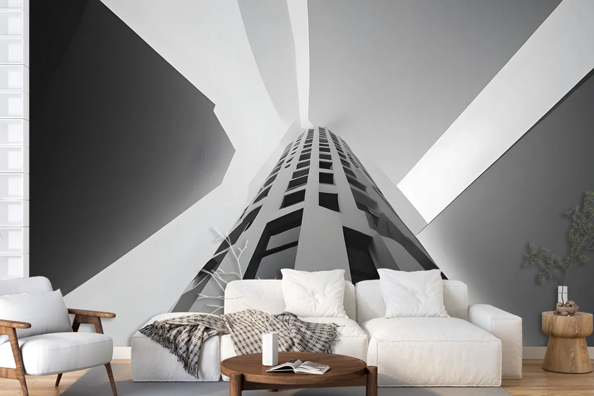 Black And White Architectural Firstperson Perspective Wallpaper Mural