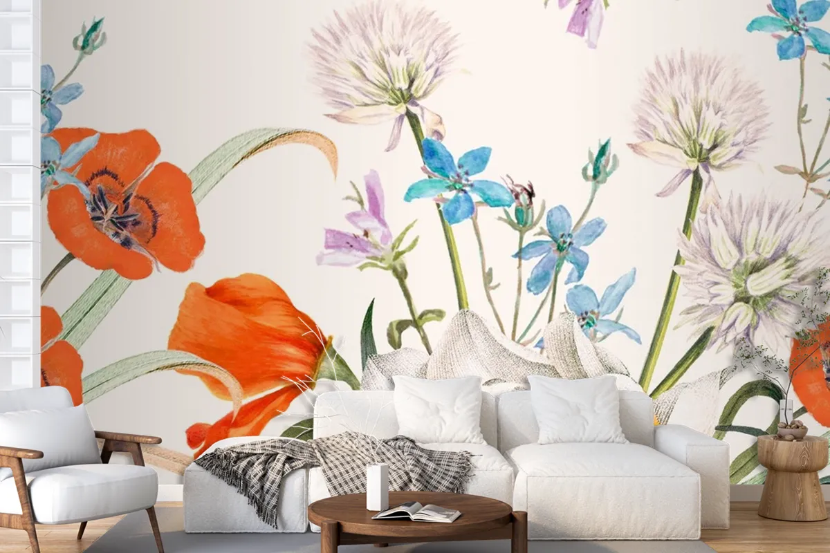 Blooming Spring Floral Pattern Wallpaper Mural