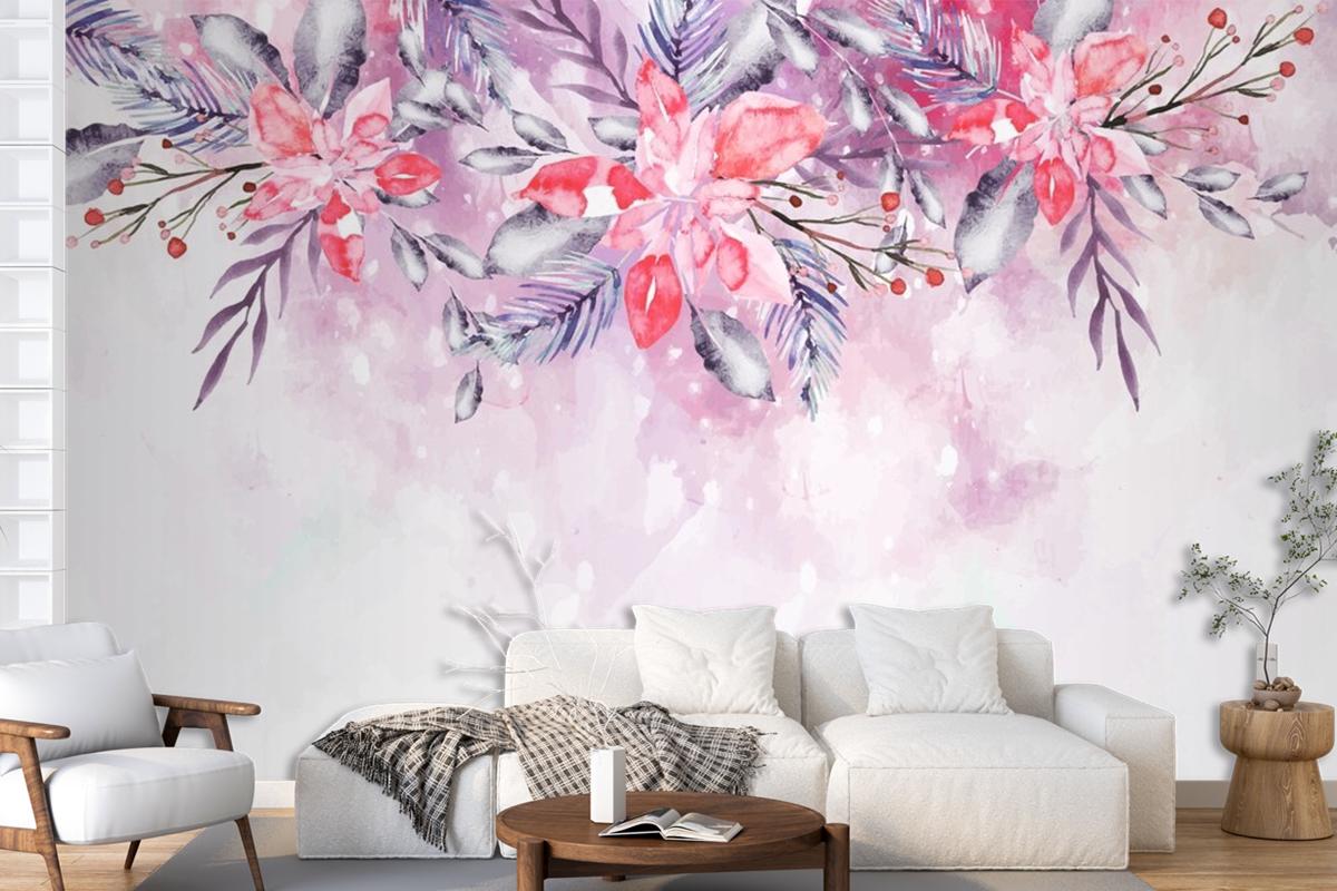 Blooming Watercolor Flowers For Wallpaper Concept Wallpaper Mural