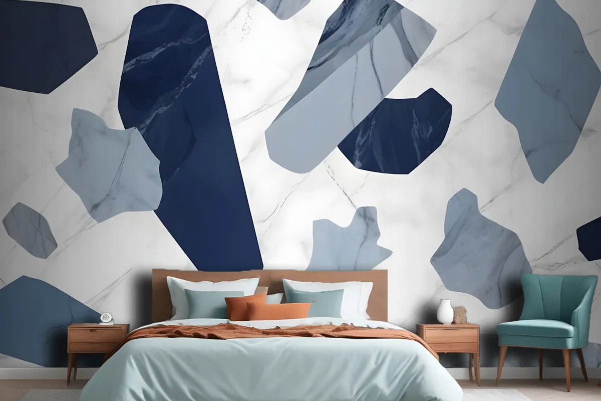 Blue Marble Terrazzo Wallpaper Mural