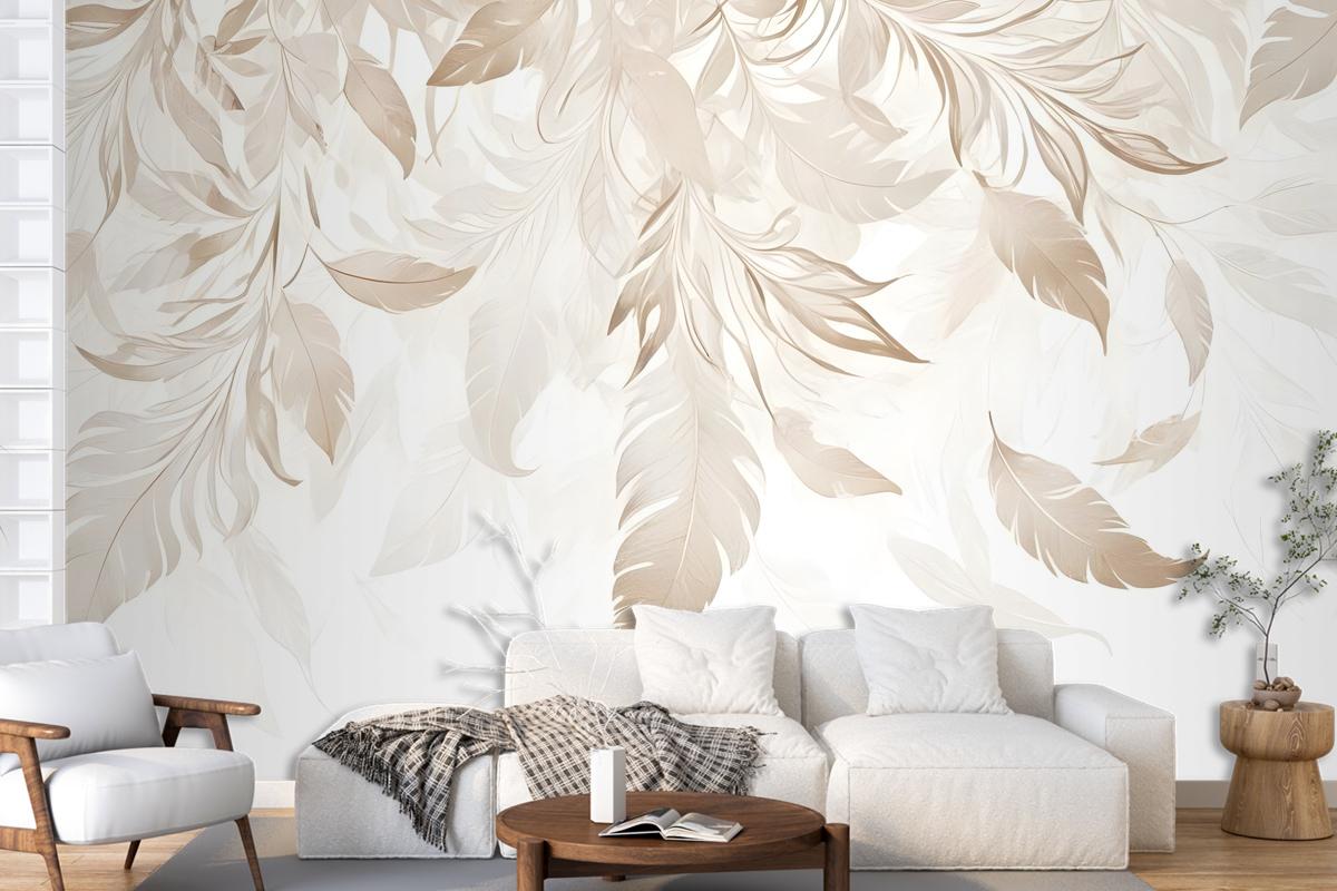 Boho Abstract Banana Leaf Art Wallpaper Mural