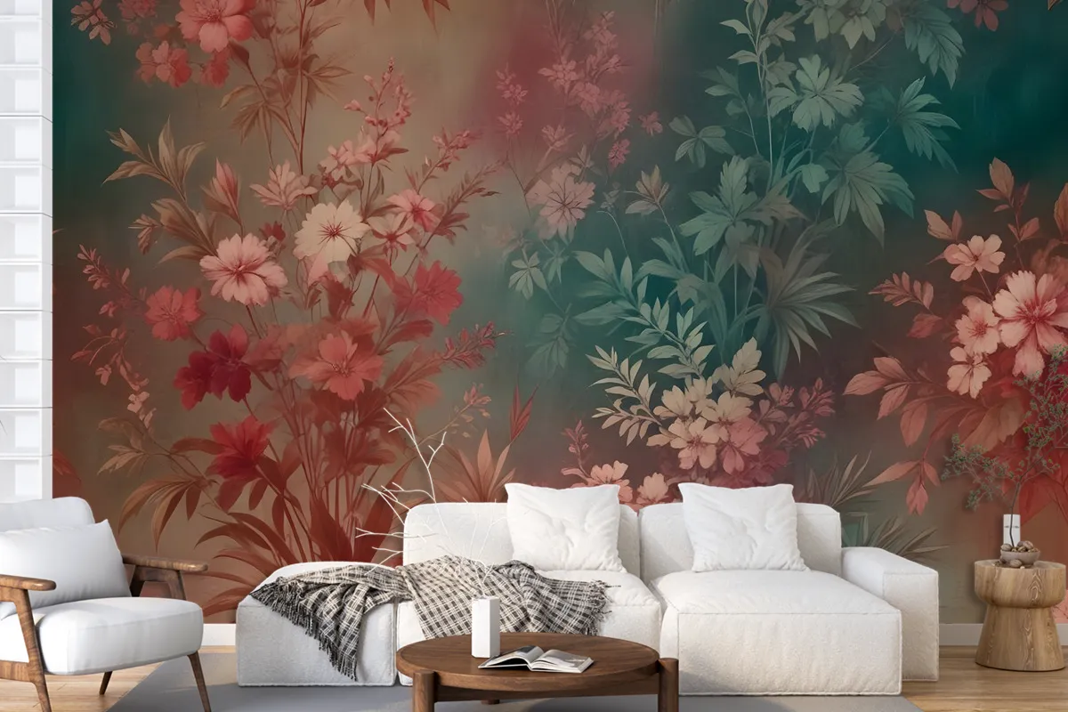 Chinoiserie Vintage Plants Wallpaper Mural