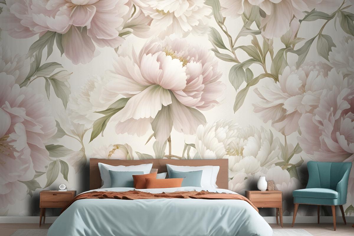 Closeup View Of A Floral Pattern Featuring Large Wallpaper Mural