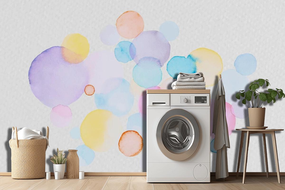 Colorful Abstract Watercolor Blobs Wallpaper Mural