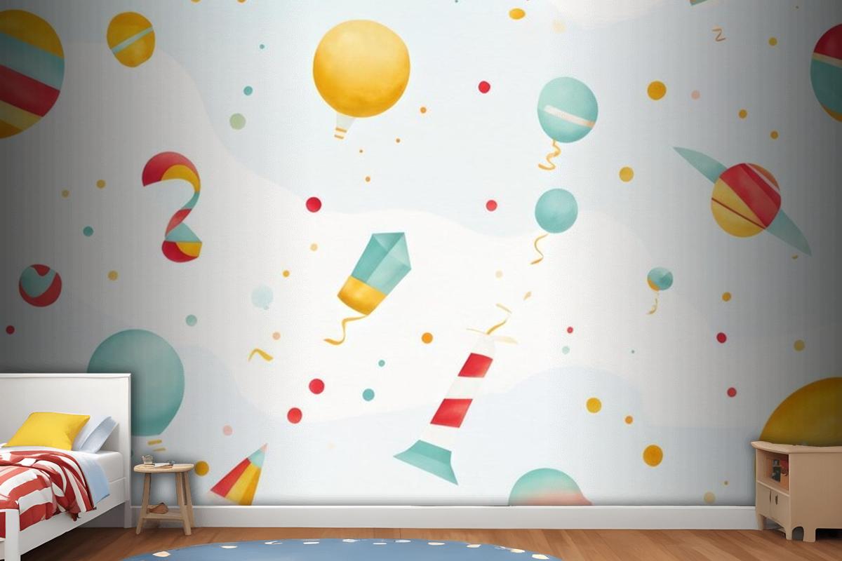 Colorful Balloons With Flags Colorful Balloons With Flags Wallpaper Mural