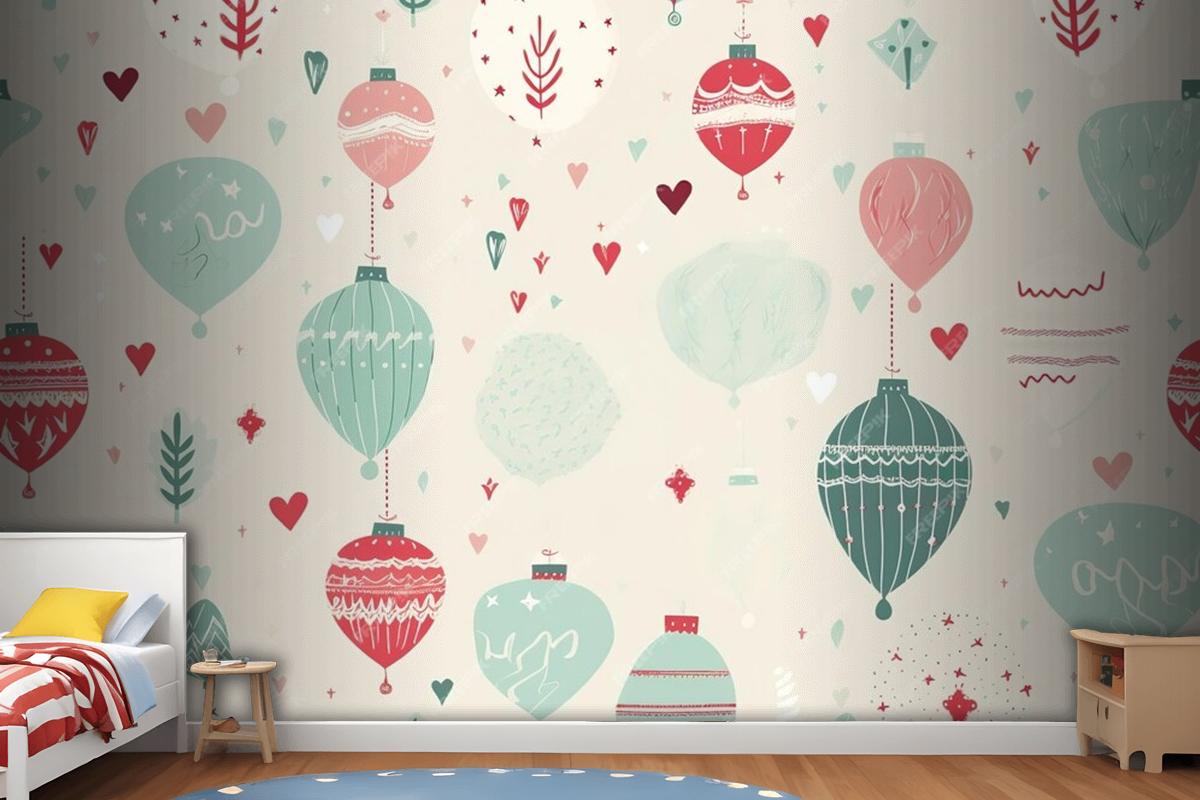 Colorful Christmas Seamless Pattern Wallpaper Mural