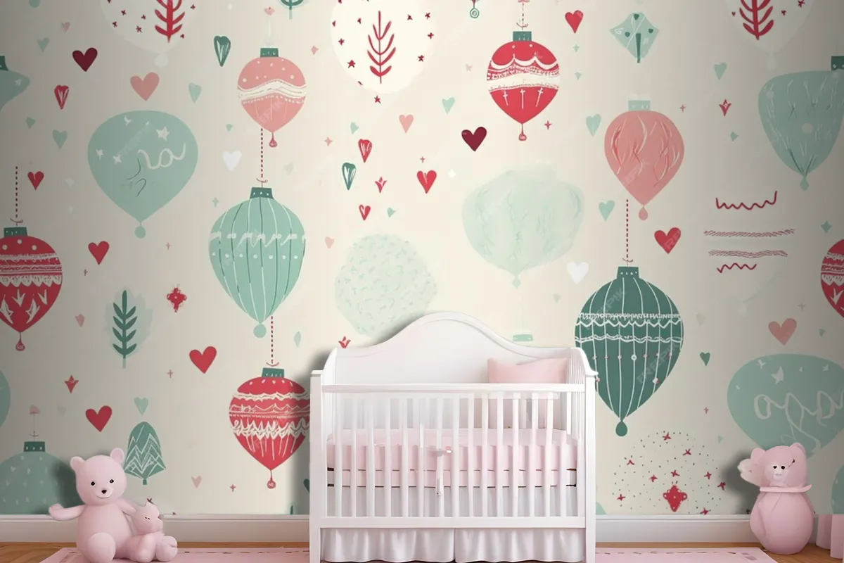 Colorful Christmas Seamless Pattern Wallpaper Mural