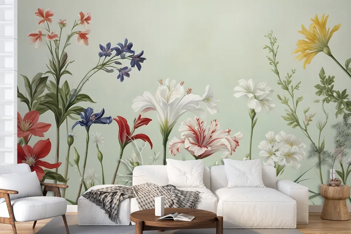 Colorful Plants And Flowers Wallpaper Mural