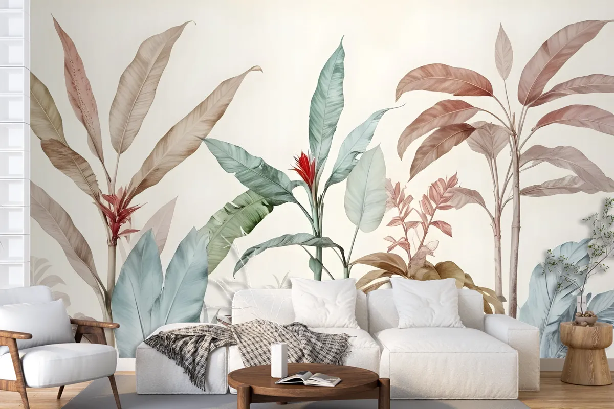 Colorful Tropical Banana Tree Wallpaper Mural