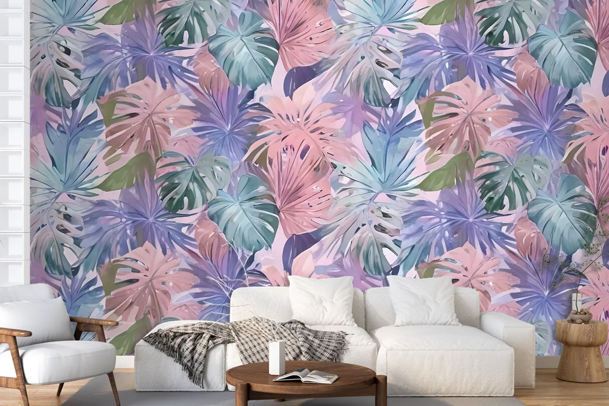 Colorful Tropical Leaf Wallpaper Mural