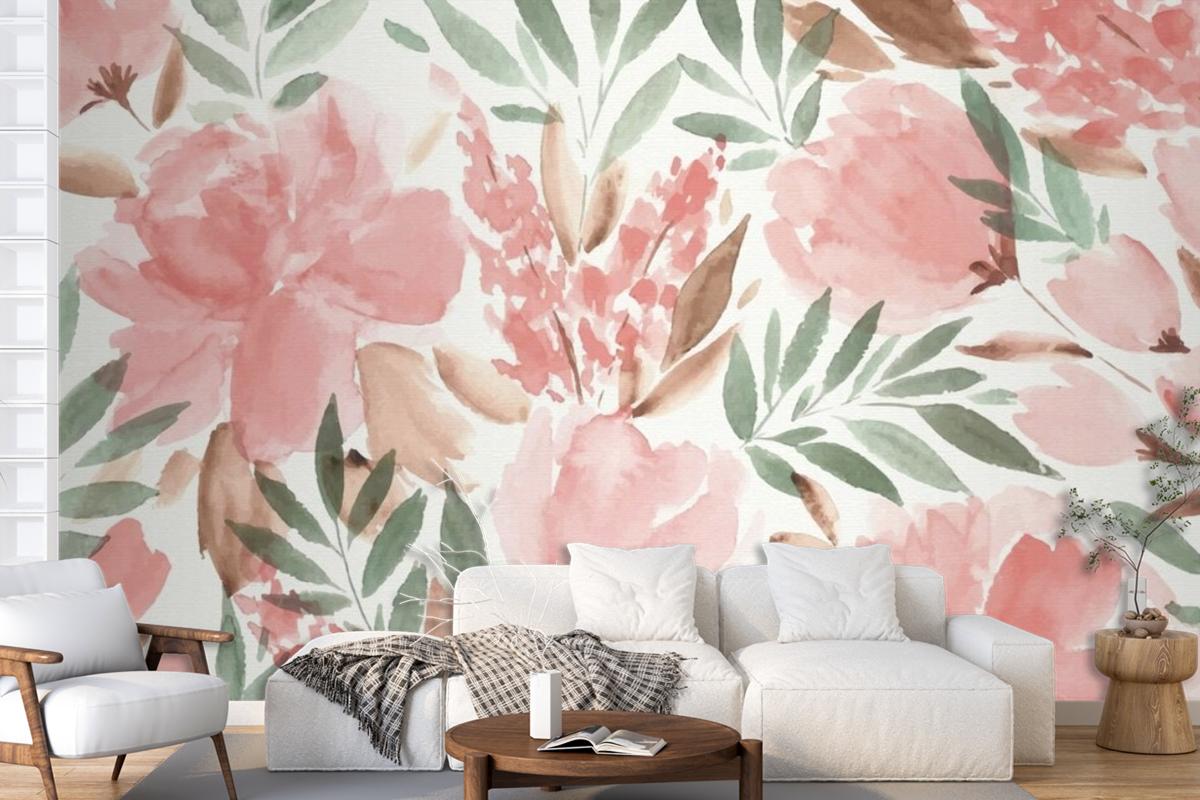 Colorful Watercolor Floral Background Wallpaper Mural