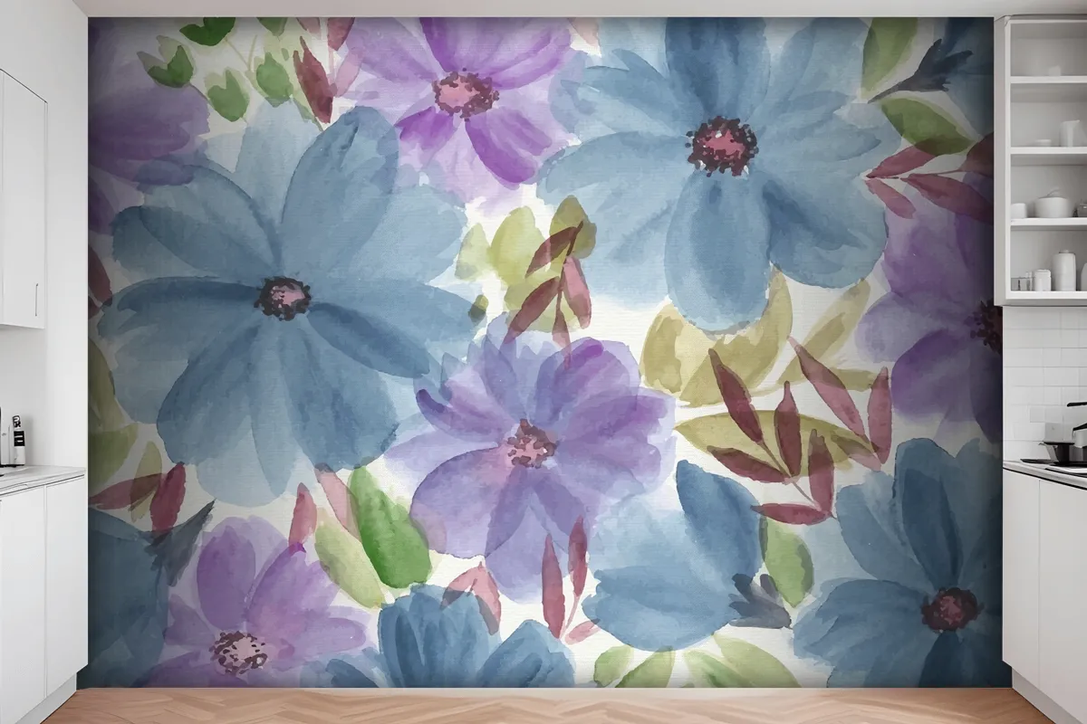 Colorful Watercolor Floral Wallpaper Mural