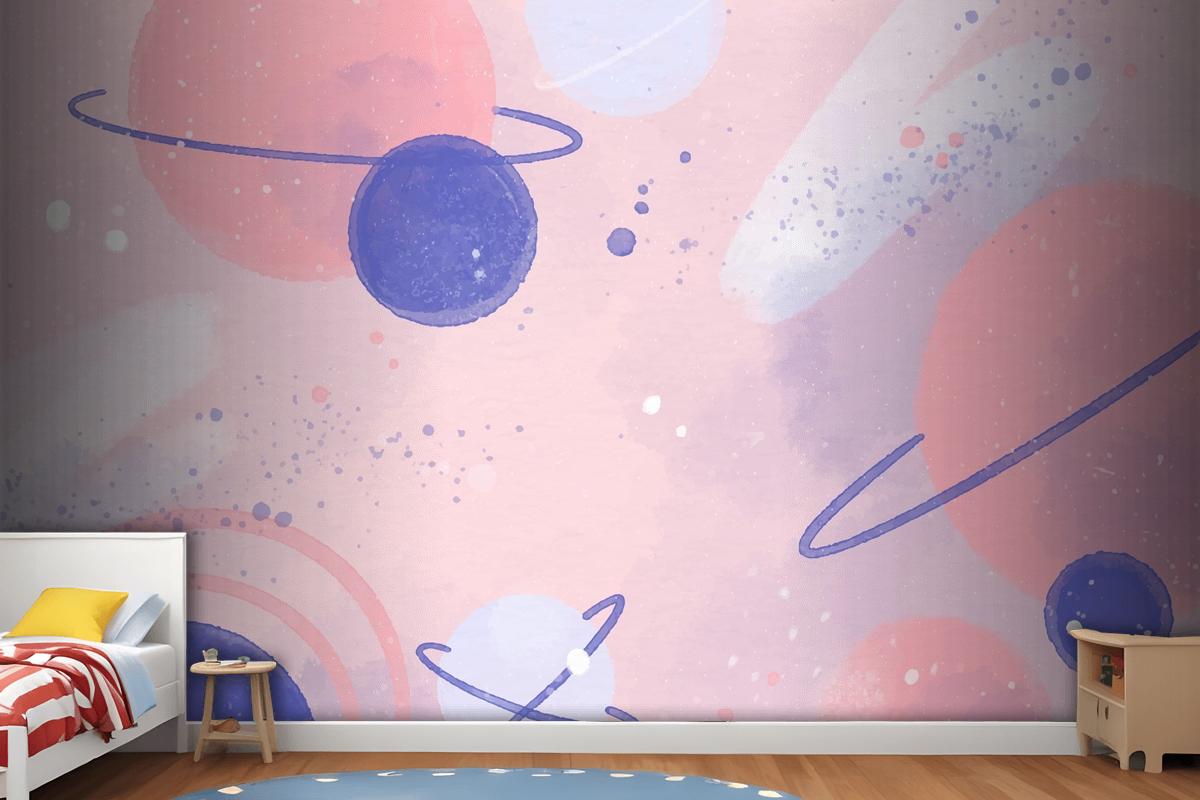 Colorful Watercolor Galaxy Wallpaper Mural