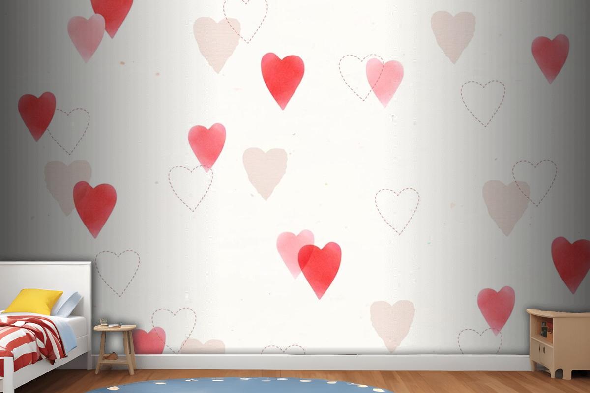 Cute Love Pattern Background Wallpaper Mural