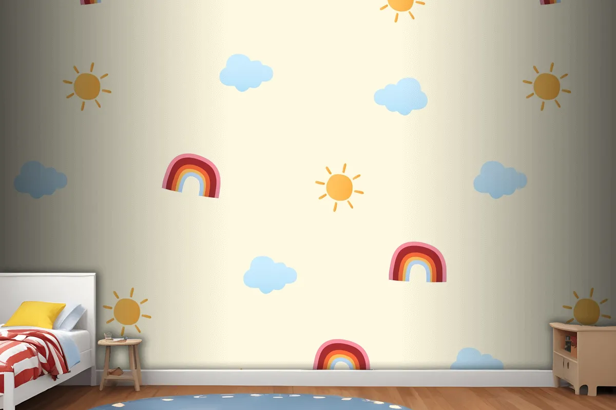 Cute Weather Pattern Background Wallpaper Mural