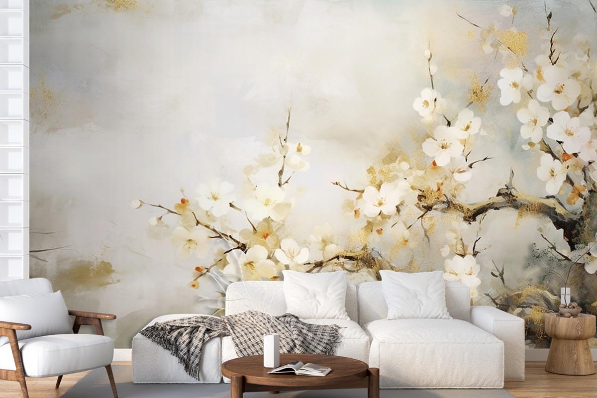 Modern Abstract Art Watercolor Floral Wallpaper Mural