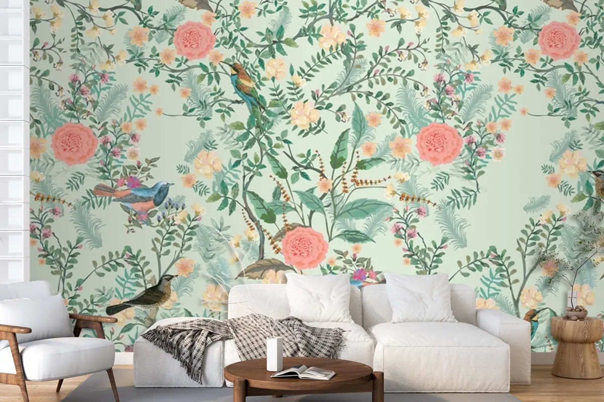 Vintage Decorative Garden Seamless Pattern For Wallpaper Mural