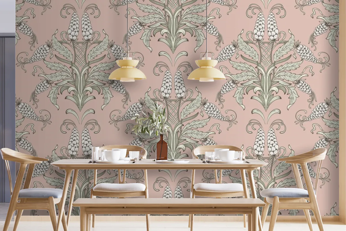 Damask Seamless Emboss Pattern Background Wallpaper Mural