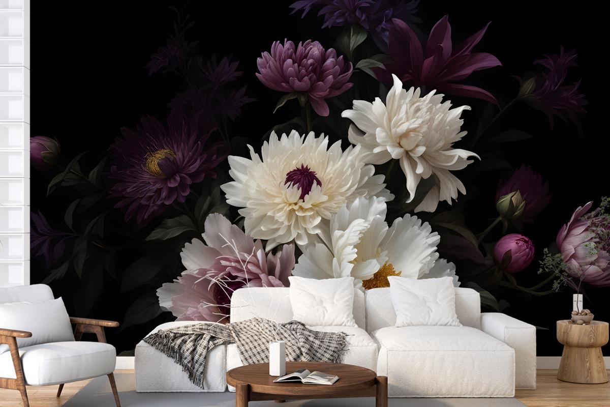 Dark Garden Florals Wallpaper Mural