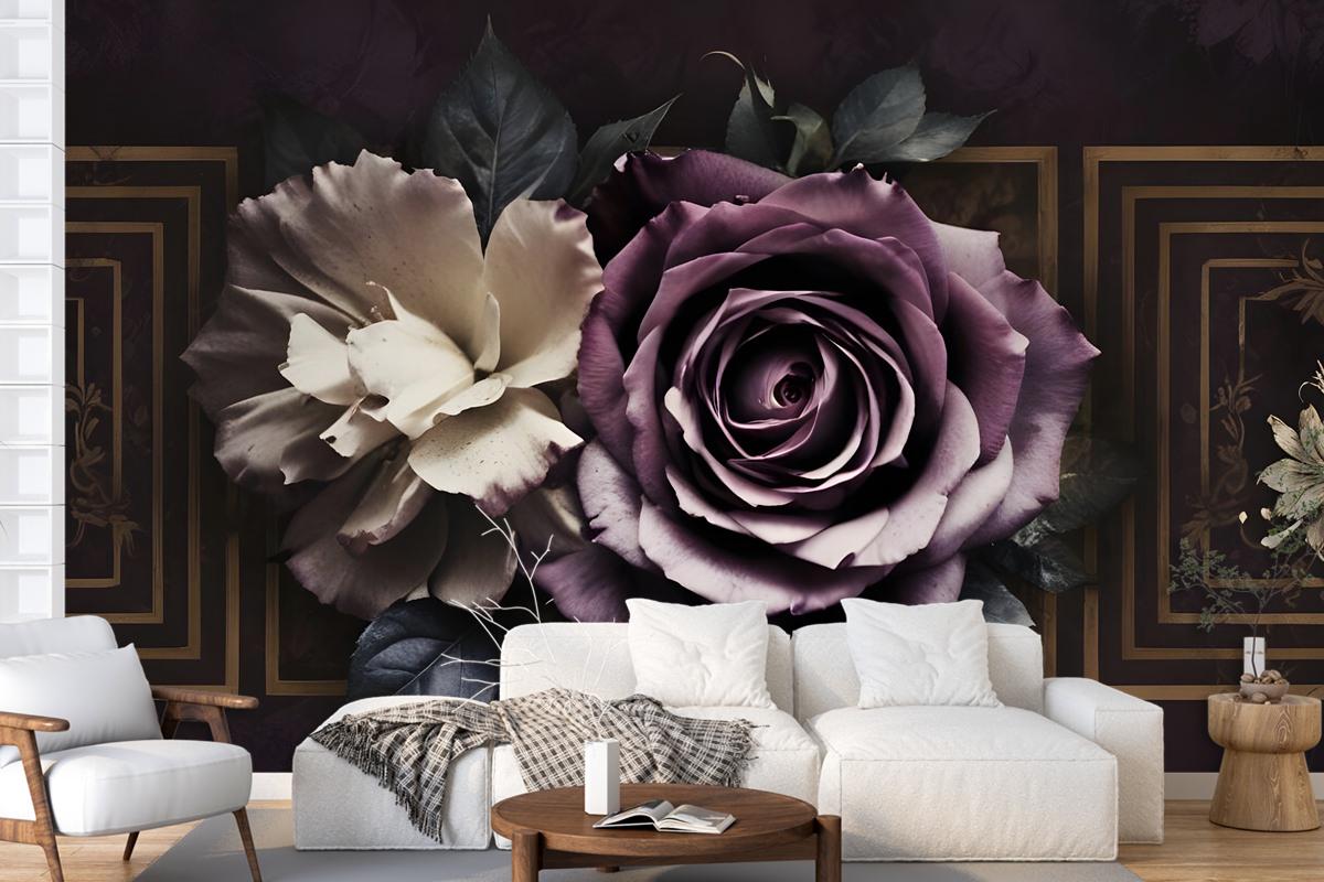 Dark Rose Floral Wallpaper Mural