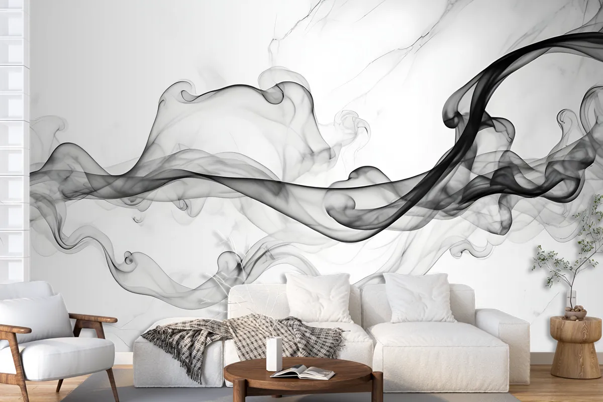 Dark Smoke With Marble Pattern Wallpaper Mural