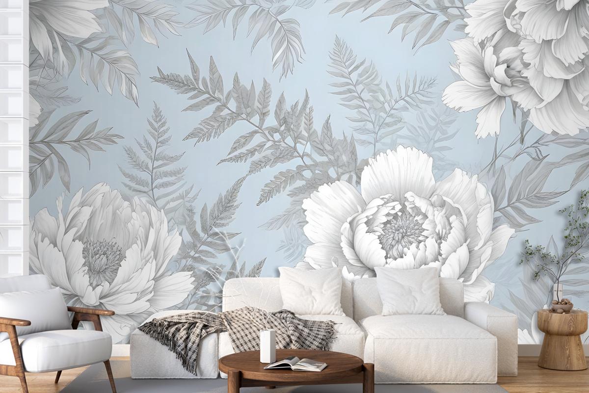 Drawing Floral Bouquet Art Wallpaper Mural