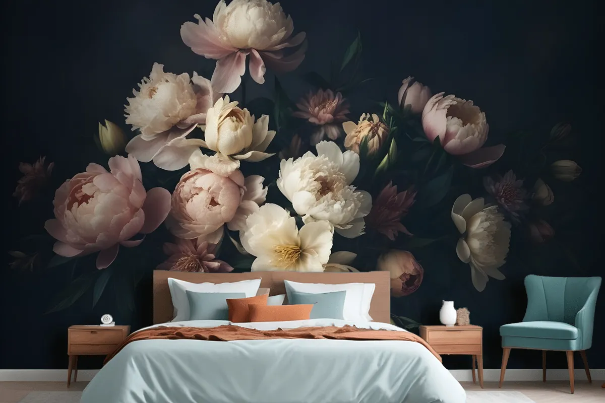 Dutch Dark Floral Wallpaper Mural