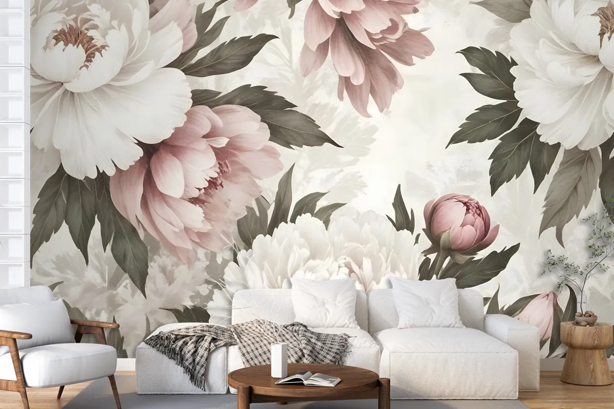 Dutch Pink Peony Floral Wallpaper Mural