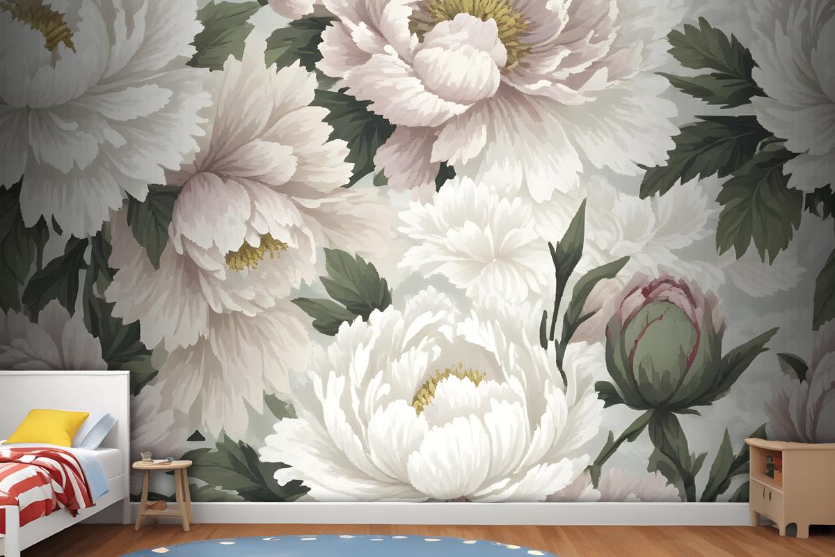 Dutch Pink Peony Floral Wallpaper Mural