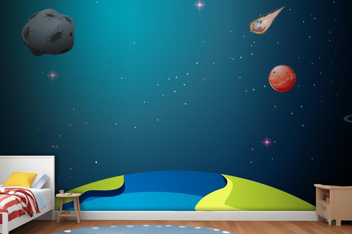 Earth And Planets Scenes Wallpaper Mural