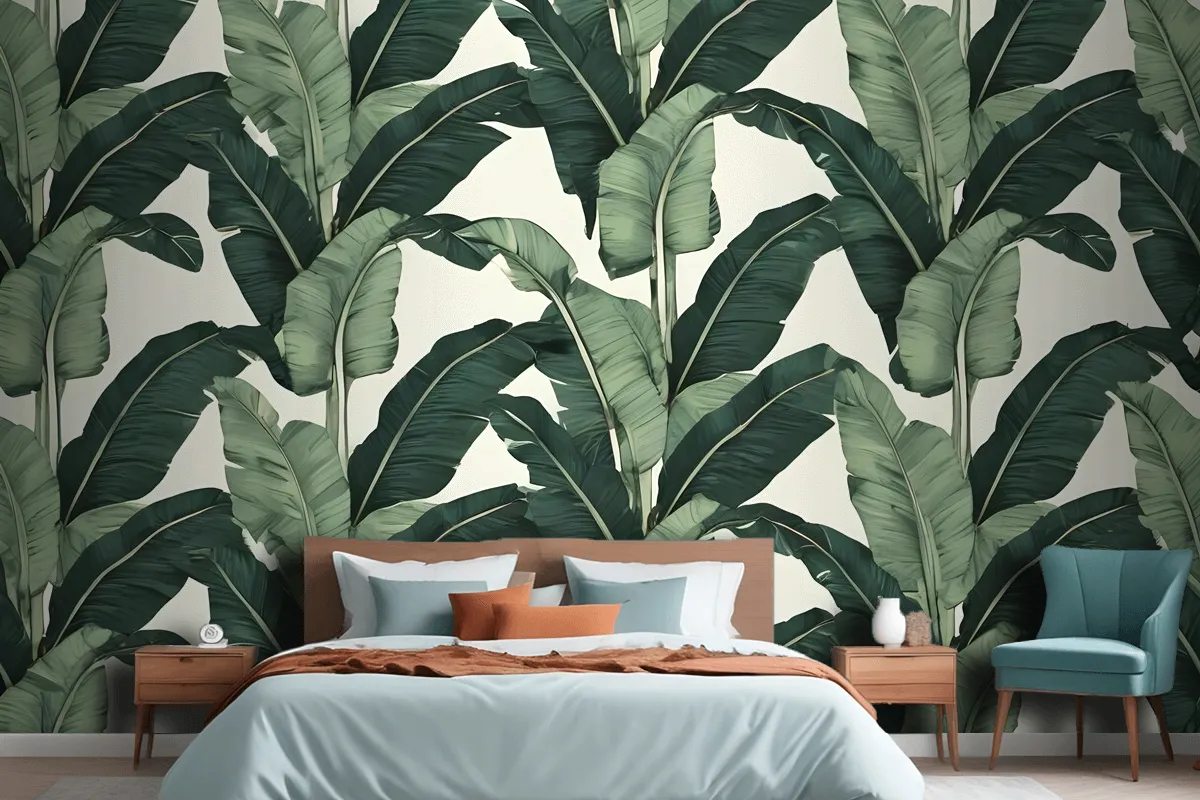 Exotic Banana Leaf Wallpaper Mural