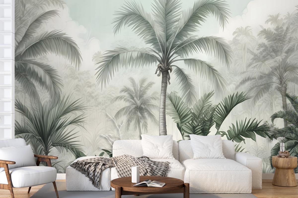 Exotic Palm Tree Landscape Wallpaper Mural