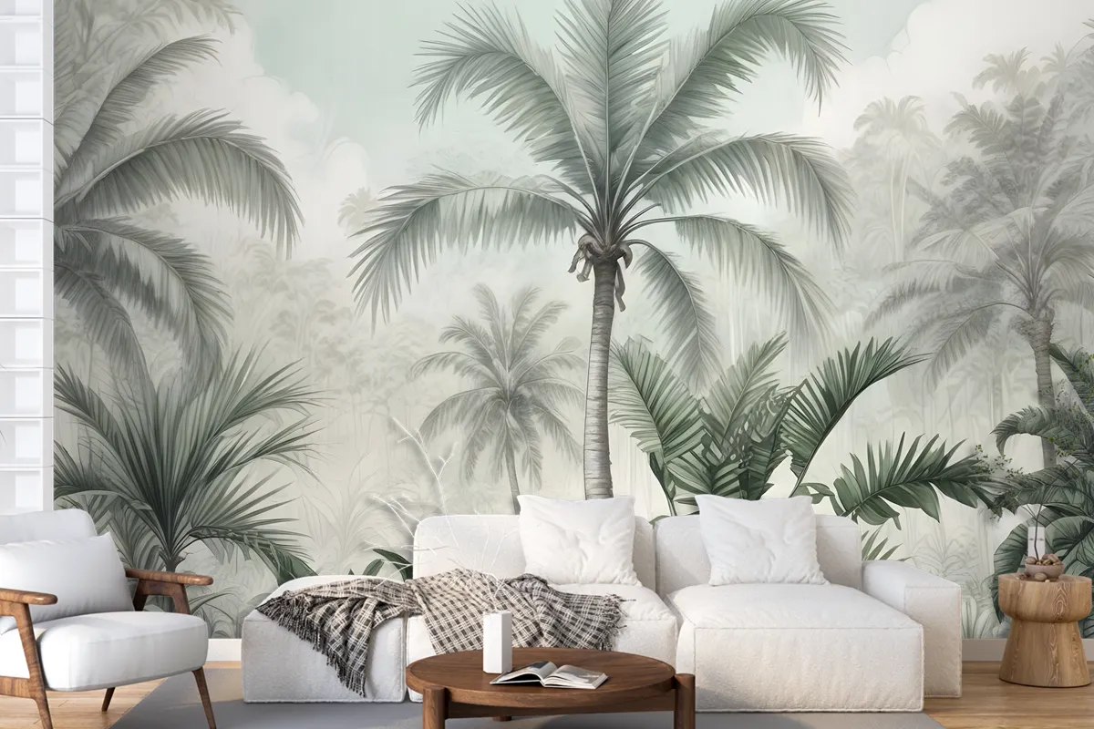 Exotic Palm Tree Landscape Wallpaper Mural