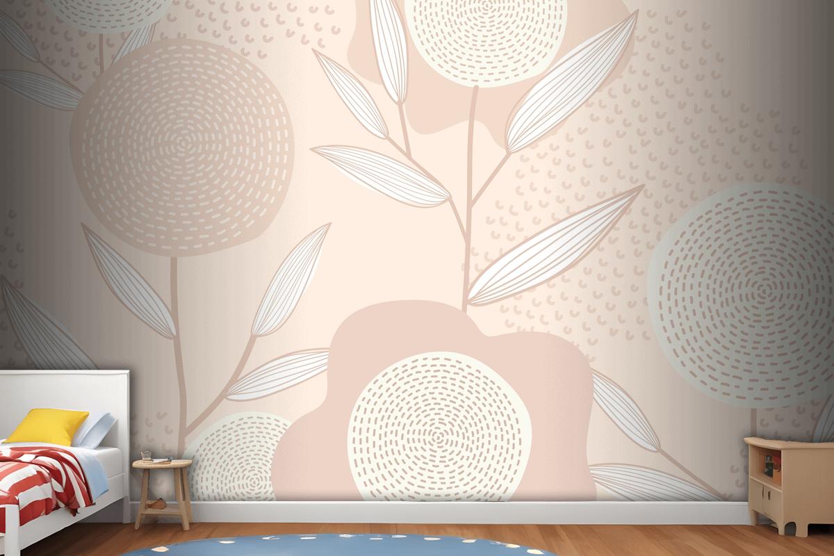 Feminine Floral Patterned Vector Background In Pink Wallpaper Mural