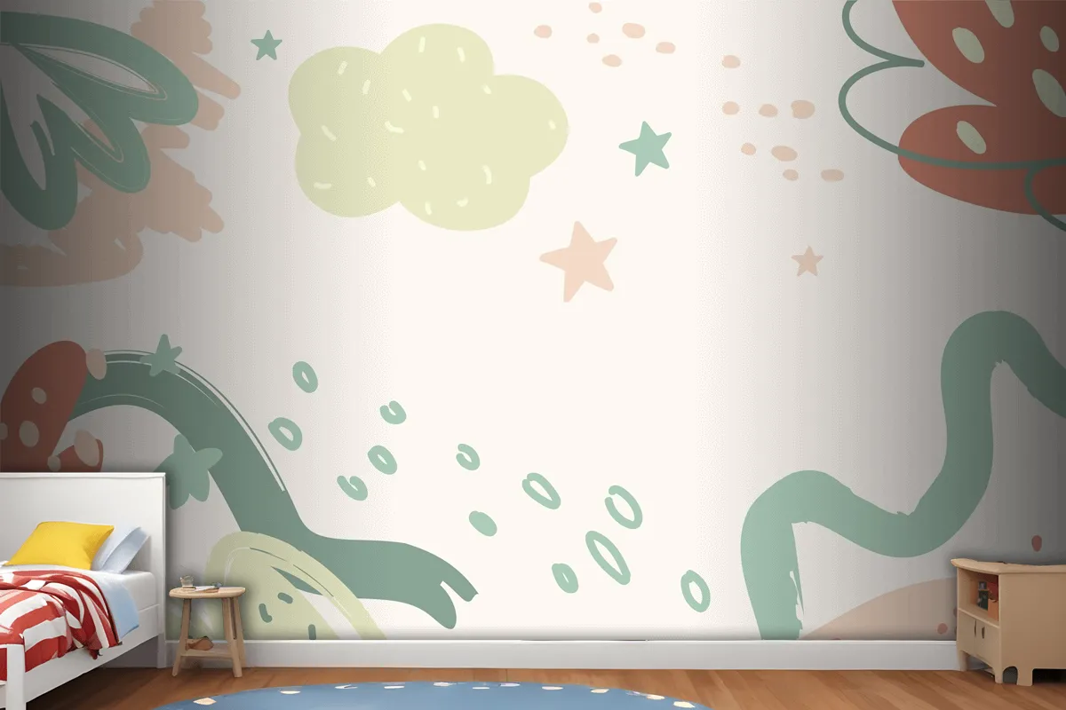 Flat Design Baby Shower Template Wallpaper Mural