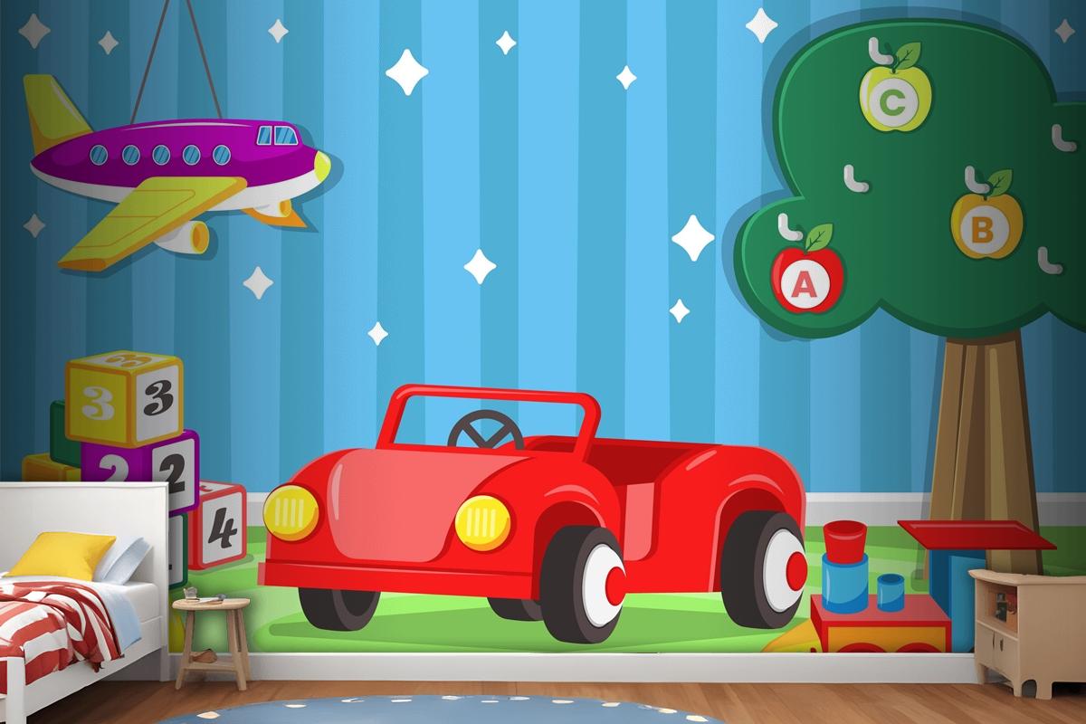 Flat Design Christmas Toys Boys Wallpaper Mural