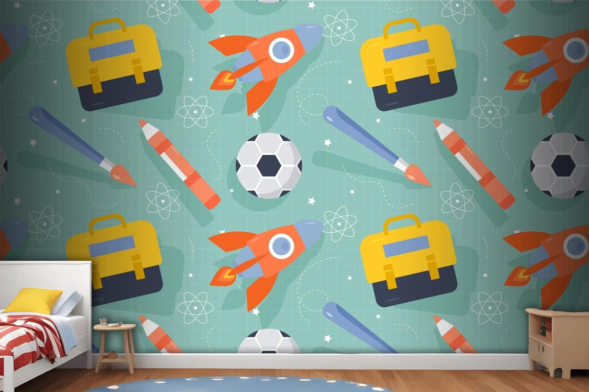 Flat Pattern Design For Back To School Wallpaper Mural