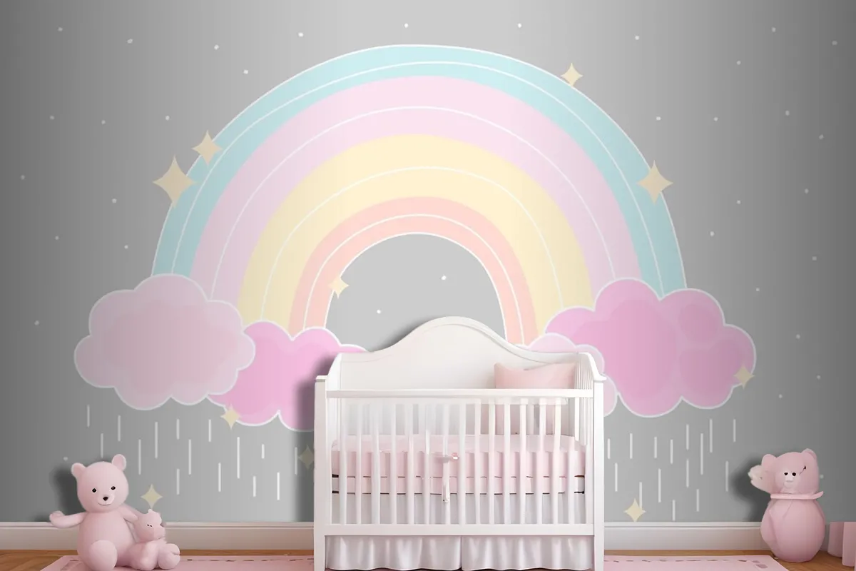 Flat Style Colorful Rainbow Wallpaper Mural