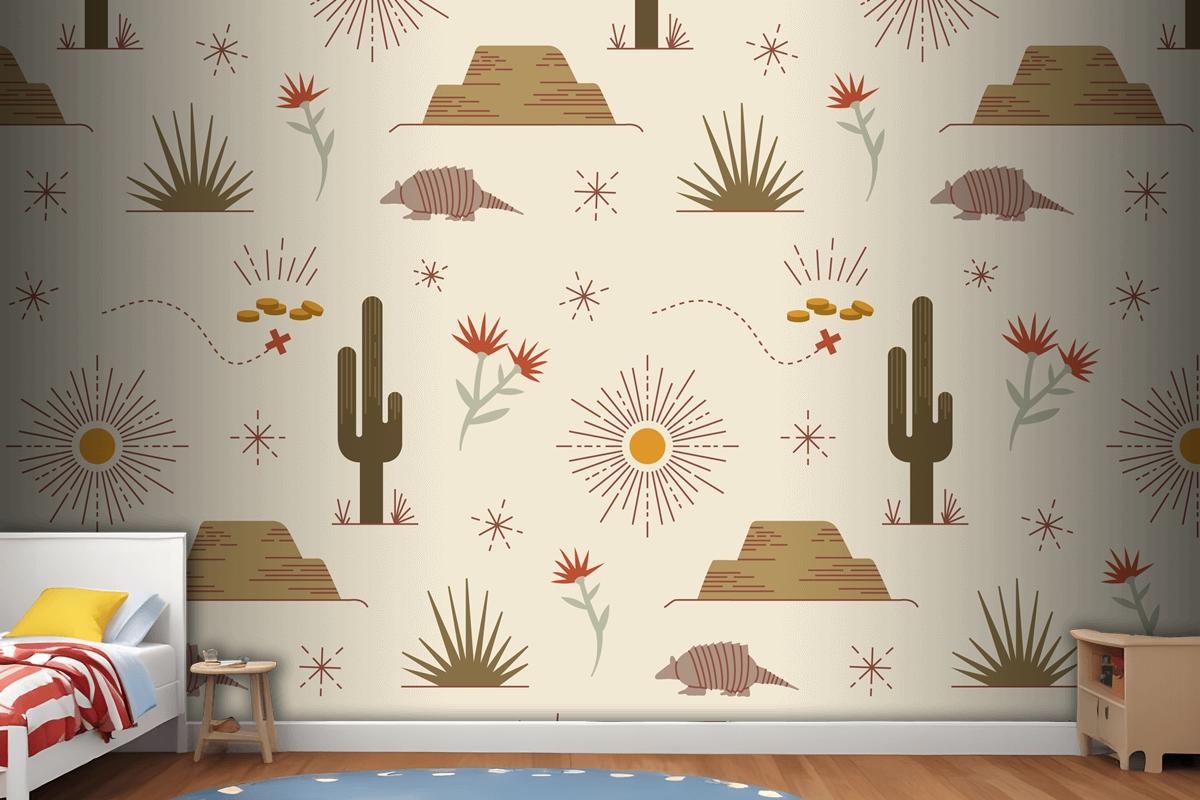 Flat Western Pattern Design Wallpaper Mural