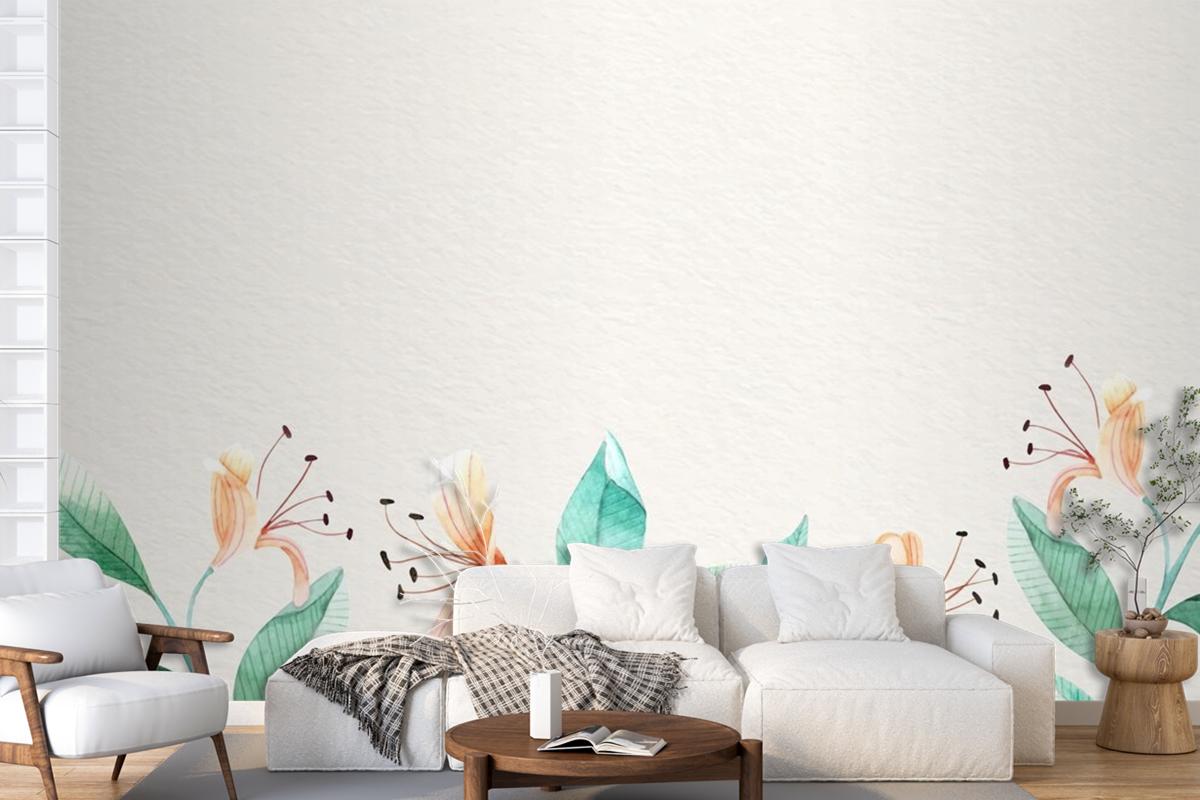 Floral Background With Soft Colors Wallpaper Mural